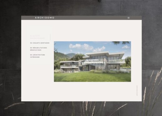 Site Archidomo Architectes, création page galerie, Blue1310 Annecy